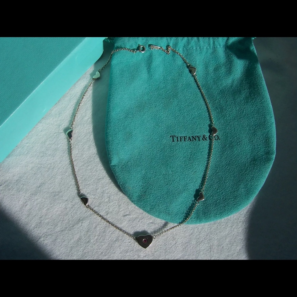 Tiffany & Co. Sterling Silver and Pink Sapphire Necklace